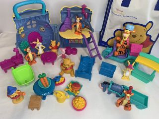 Vintage Disney Winnie The Pooh Honey Pot Folding House Figure Toy Play Set 20,  Pc