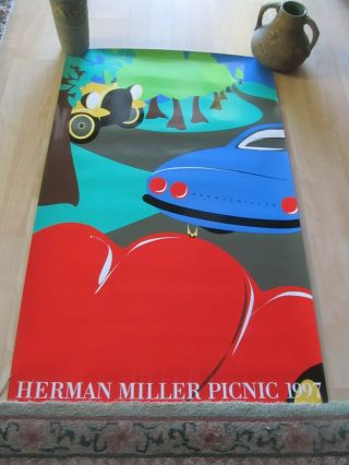 Vintage Herman Miller Picnic Poster 1997 Cars,  Htf
