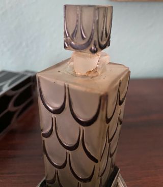 Antique R.  Lalique Lucien Lelong Art Deco Skyscraper Perfume Bottle 4