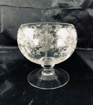 Vintage Elegant Glass Cambridge Rose Point Pedestal Mayonnaise Bowl