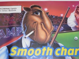 Vintage 1989 Joe Camel Playing Pool Poster 18x49 " Translight Smooth Character