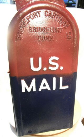 ANTIQUE VINTAGE 1948 US MAIL CAST IRON MAILBOX LETTER BOX BRIDGEPORT CASTINGS CO 6