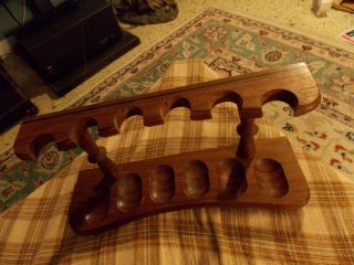 Vintage WALNUT WOOD Smoking Pipe Stand for 6 Pipes VG 2