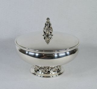 Mueck - Carey Co.  Sterling Silver Covered Bowl W/ Lily Motif Pattern 1117