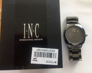 Inc International Concepts I.  N.  C.  Mens Watch Black Gray Bracelet 44mm