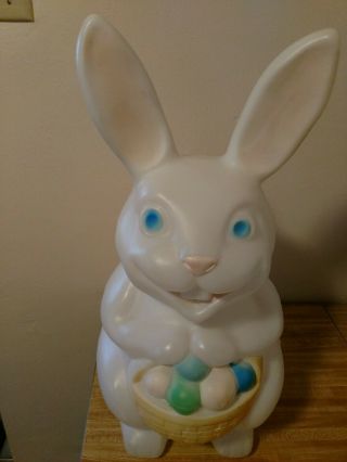 Vintage Empire Plastics Blow Mold Light Up Easter Bunny Rabbit With Egg Basket