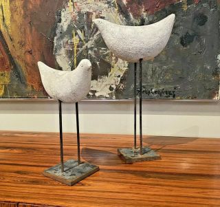 Bitossi Londi Vtg Mid Century Modern Bird Sculpture Pottery Metal Italy Raymor