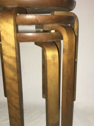 ALVAR AALTO MODEL 60 Bentwood Stool Table Stacking X 3 Vintage Sweden Modernist 3