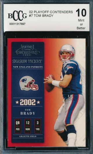 Tom Brady 2002 Playoff Contenders Season Ticket Bccg 10 2nd Year Card 7 Bgs
