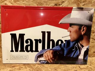Vintage Tobacciana Marlboro Metal Sign Philip Morris 1994 23.  5” Long 15.  5” Tall