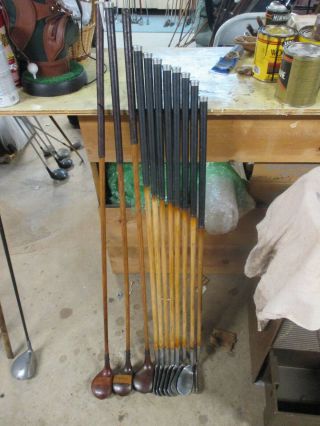 My Personal Antique 11 Club " Matched " Hickory Wood Shaft Set,  Bag - Balls - Tees