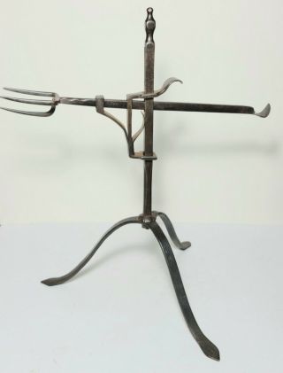18th.  Century Blacksmith Forged Wrought Irion Adjustable Bird Roaster.