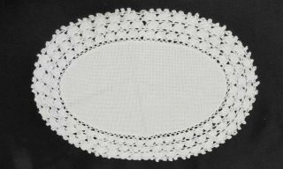 Vintage Blank Oval Cross Stitch With Lace Edge Aida Doily For Crafts