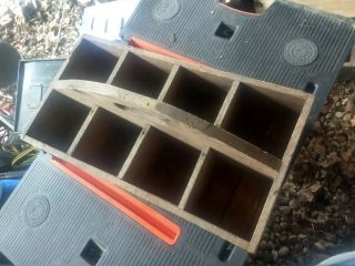 Primitive Vintage Farmhouse Wooden Tote Tool Box 11x 20 1/2 Bottom Is R