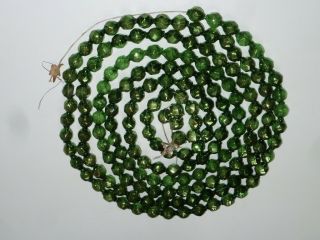 Vintage Christmas Tree Glass Beaded Garland Green Faceted Strand,  Japan,  104 "