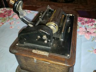 Antique EDISON STANDARD Cylinder PHONOGRAPH Model B w/ Picnic Horn WELL 5