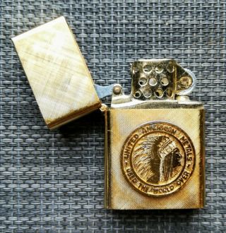 Vintage 14K Gold Plated Florentine Cigarette Lighter Set Indian,  American Metals 2