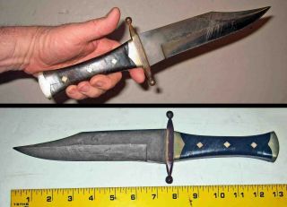 Circa 19th Cent Antique Clip Point Bowie Knife 7 5/8 " Blade / 13 1/4 " Overall