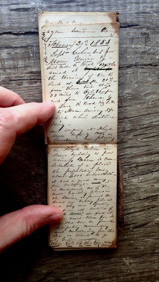 Circa 1852 - 1853 Handwritten Diary Traveling Actor Down South Via Steamboat 50pp