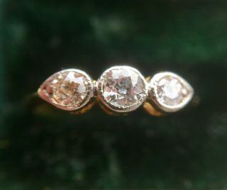 Antique Art Deco Diamond Ring Platinum & 18ct Gold,  Uk Size I 1/2,  Us 4 1/2
