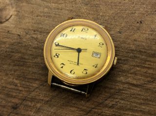 Vintage Timex Mens Gold Tone Automatic Date Watch Keeps Time
