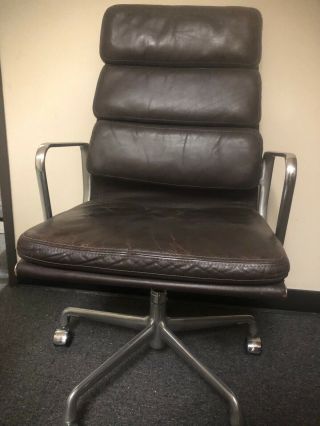 1985 Vintage Eames Herman Miller High Back Soft Pad Aluminum Group Chair Leather
