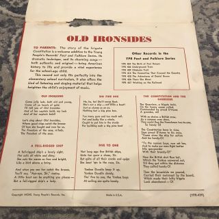 Record,  vintage 78rpm,  Old Ironside 1950 Young People ' s Records 2