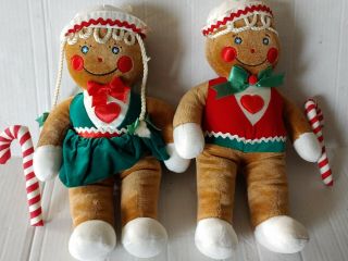 Vtg 1990 Target Store Christmas Gingerbread Man Boy Girl Stuffed Plush Doll Set