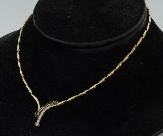 Vintage Heavy 14k Gold Elegant.  78ctw Diamond & Emerald Formal Pendant Necklace