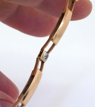 American Beauty antique heavy 14K gold 1.  12CT diamond/ruby stretch link bracelet 6