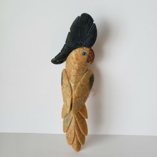 Vintage Hand - Carved Cockatoo Bird Stone Parrot Figurine Estate Carving Figure