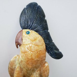 Vintage Hand - Carved Cockatoo Bird Stone Parrot Figurine Estate Carving Figure 3