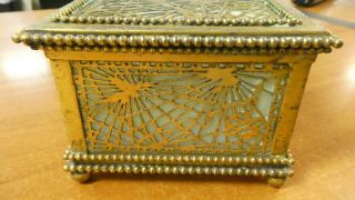 Antique Tiffany Studios LARGE Bronze Slag Glass Pine Needle Jewelry Box 827 4