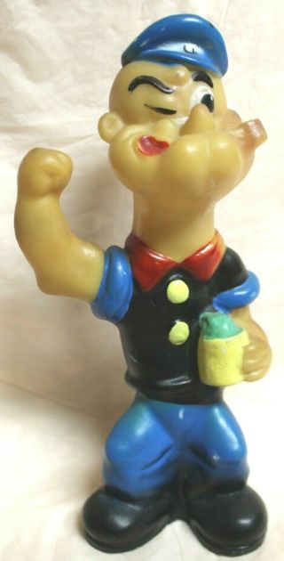Rare Vintage King Feature Syndicate Rubber Popeye 9 1/4 " Tall W/spinach