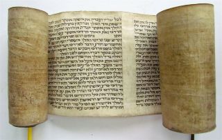 Esther Scroll On Parchment Antique Judaica Manuscript Megillah Hand Written