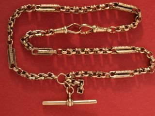 Antique 9ct Rose Gold Fancy Link Albert Chain Necklace 15.  25 " 39cm Long 16.  50 Gr