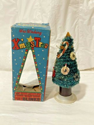 Vtg Mcm Wee Winking Christmas Tree Commodore Japan W Box Lid