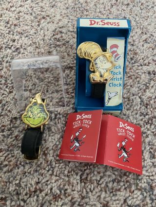 Ultra Rare Tick - Tock Wrist Watch Dr.  Seuss Grinch,  Cat In The Hat Set