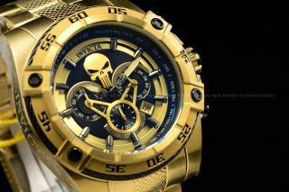 Invicta Men 52mm Limited Edition Marvel Punisher Chronograph Gold Bracelet Watch