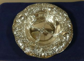 Gorham Sterling Silver Serving Bowl Floral Repousse 11 " Center Piece No Mono