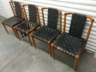Mid Century Tomlinson Sophisticate 4 Leather Strap Chairs