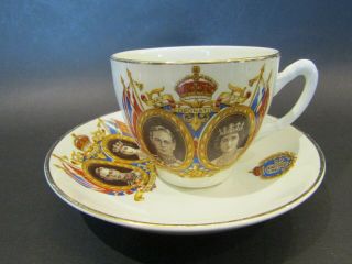 Vintage Teacup And Saucer " Coronation Of King George Vi And Queen Elizabeth "