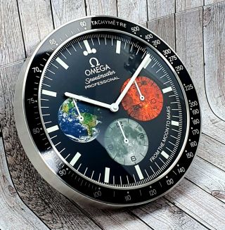 Omega Speedmaster Professional Wall Cl0ck 34 Cm Quartz " From The Moon To Mars "