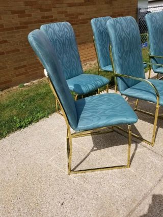 Design Institute of America DIA Brass Frame Dining Chairs Set of 6 4