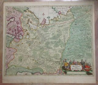 Russia Moscovia 1680 Frederik De Wit Unusual Large Unusual Antique Map 17th C