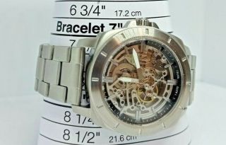 Fossil BQ2425 Privateer Silver Automatic Mechanical Skeleton SS Men ' s Watch 3