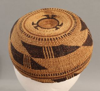 Antique California Native American Indian,  Hupa Yurok Or Karuk,  Basket Hat,  Nr