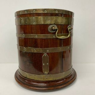 Antique Mahogany Wine Cooler Brass Bound 19th Century Cellarette Georgian