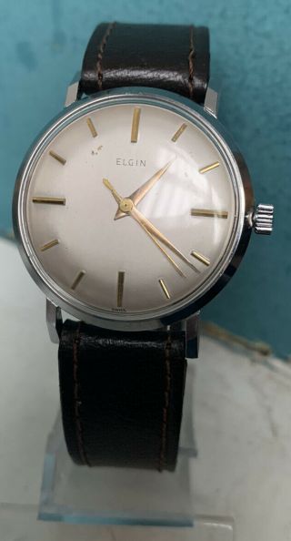 Vintage Elgin 17 Jewel Mechanical Men’s Wristwatch Fixed Lugs Old Stock