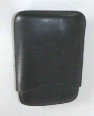 Vintage Black English Leather 2 Pc Cigar Case Diet Et Mon Droit Warranted Crest
